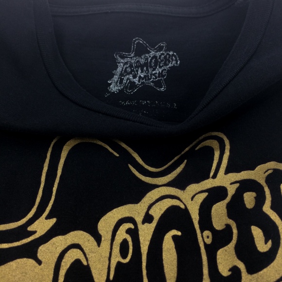 AMOEBA MUSIC Gold on Black Limited Edition Logo Short Sleeve T-Shirt Size S - Picture 7 of 8